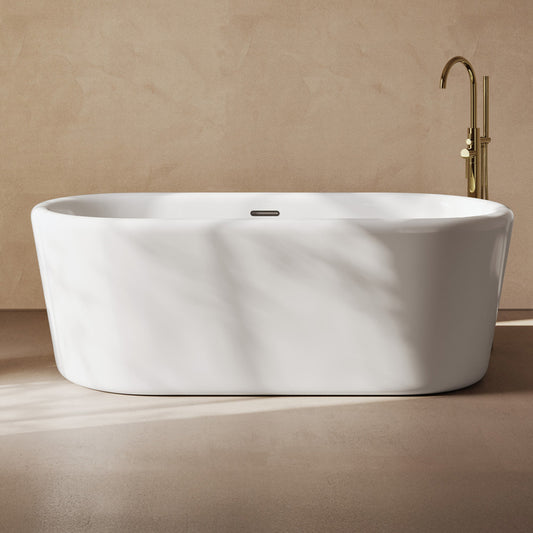 Nanterre 68" Soaking Freestanding Bathtub in Glossy White, Drain Included