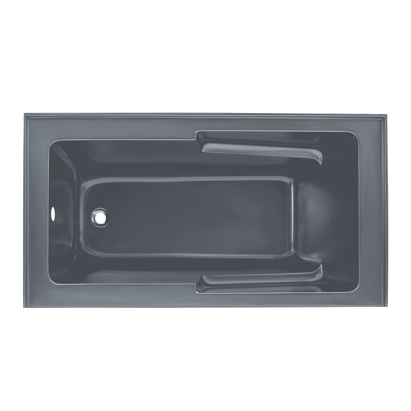 Voltaire 60" x 32" Left-Hand Drain Alcove Bathtub with Apron and Armrest in Matte Grey