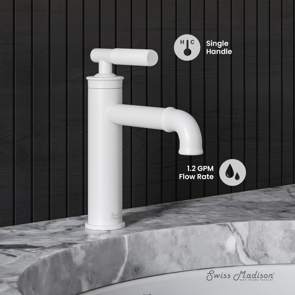 Avallon Single Hole, Single-Handle Sleek, Bathroom Faucet in Matte White