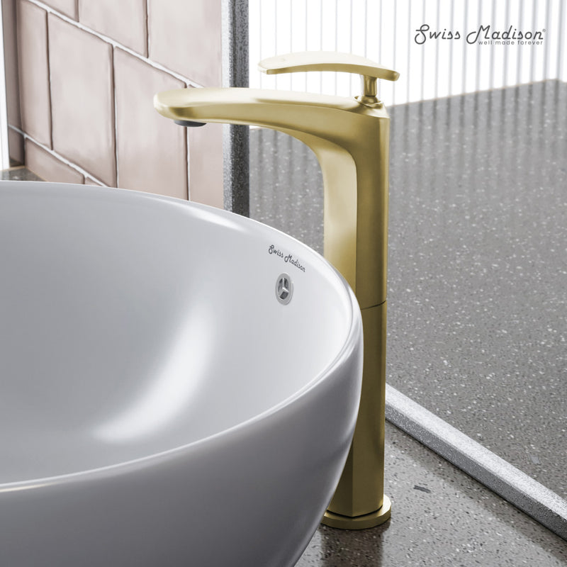 Sublime Single Hole, Single-Handle, High Arc Bathroom Faucet in Brushed Gold