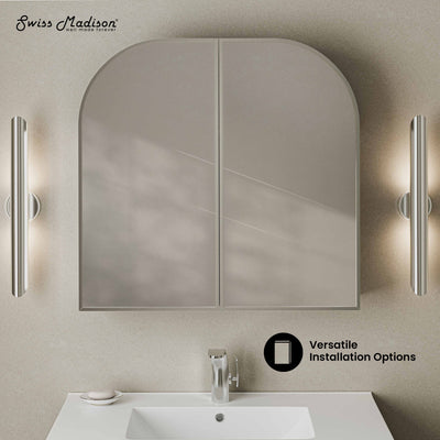 Porte 32 x 31 Arched Recessed/Wall Mount Medicine Cabinet with Mirror in Chrome