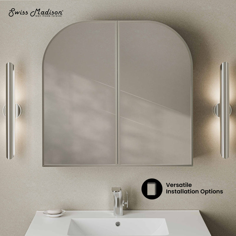 Porte 32 x 31 Arched Recessed/Wall Mount Medicine Cabinet with Mirror in Chrome
