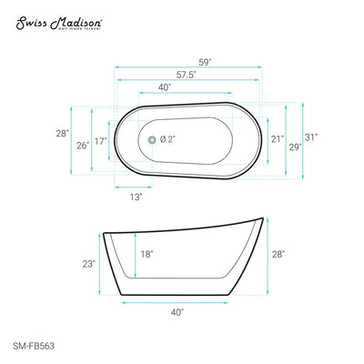 Sublime 60" Single Slipper Freestanding Bathtub