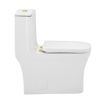 Concorde One Piece Square Toilet Dual Flush, Brushed Gold Hardware 1.1/1.6 gpf