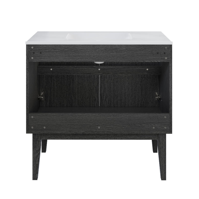 Bosse 36" Freestanding Bathroom Vanity in Black Oak with Sink Top