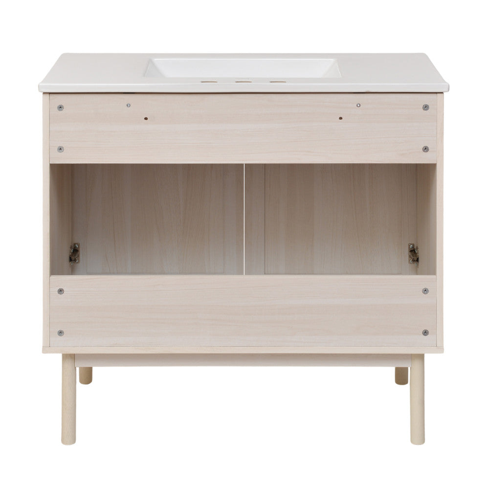 Classe 36" Freestanding Bathroom Vanity in White Oak with 3-Hole Widespread Sink Top