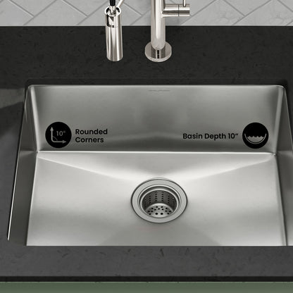 Rivage 23" 16 Gauge Stainless Steel Undermount Kitchen Sink in Polished Chrome