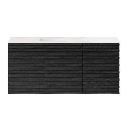 Cascade 48" Wall-Mounted Bathroom Vanity in Black Oak with Sink Top