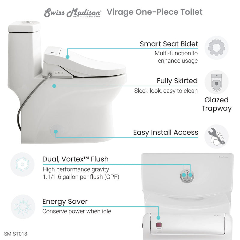 Virage One-Piece Toilet with Vivante Smart Seat 1.1/1.6 gpf
