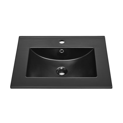 24" Ceramic Vanity Top with Single Faucet Hole in Matte Black