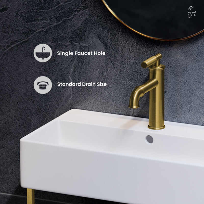 Claire 22" Wall-Mount Bathroom Sink with Brushed Gold Towel Bar