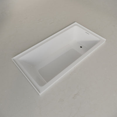 Voltaire 72 x 36 Right Drain Soaking Alcove Bathtub in Glossy White with Integrated Armrest