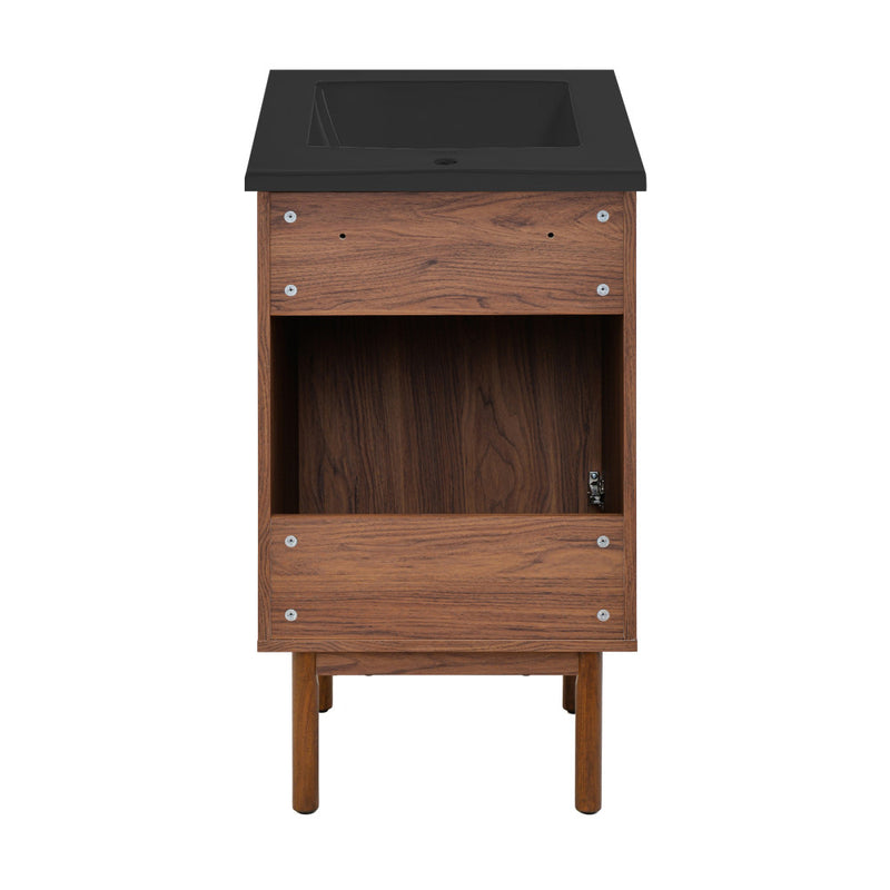 Classe 18" Freestanding Bathroom Vanity in Brown Oak with Black Sink Top