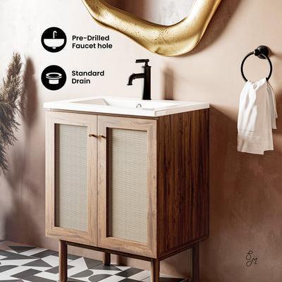 Classe 30" Freestanding Bathroom Vanity in Golden Oak with Sink Top