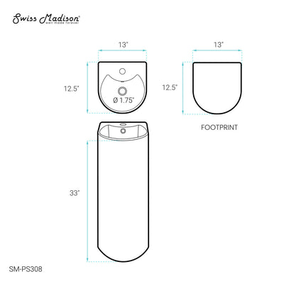 Sublime Rounded Basin Pedestal sink