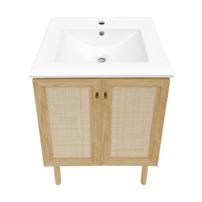 Classe 24" Freestanding Bathroom Vanity in Natural Oak with Sink Top