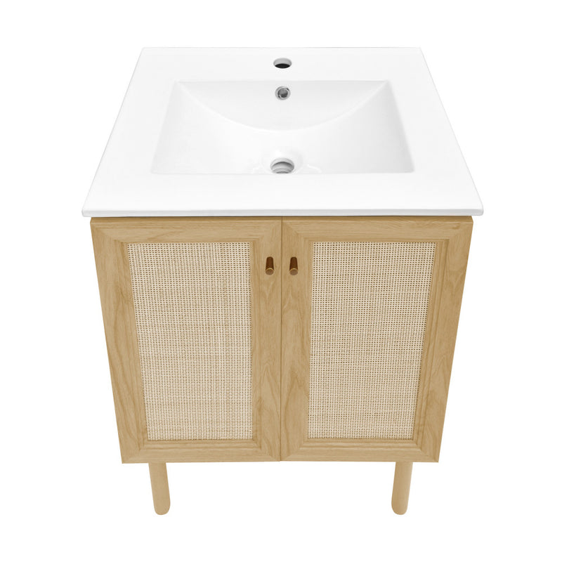 Classe 24" Freestanding Bathroom Vanity in Natural Oak with Sink Top