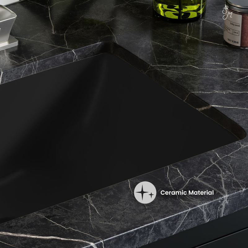 Plaisir 22" Ceramic Undermount Bathroom Sink in Matte Black