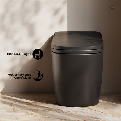 Avancer One Piece Smart Toilet 1.28 GPF in Matte Black with Heated Bidet, Air Drying, Night Light, Foot Sensor