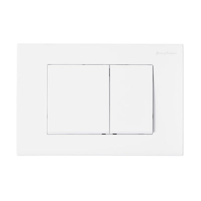 Wall Mount Dual Flush Actuator Plate with Square Push Buttons in Matte White
