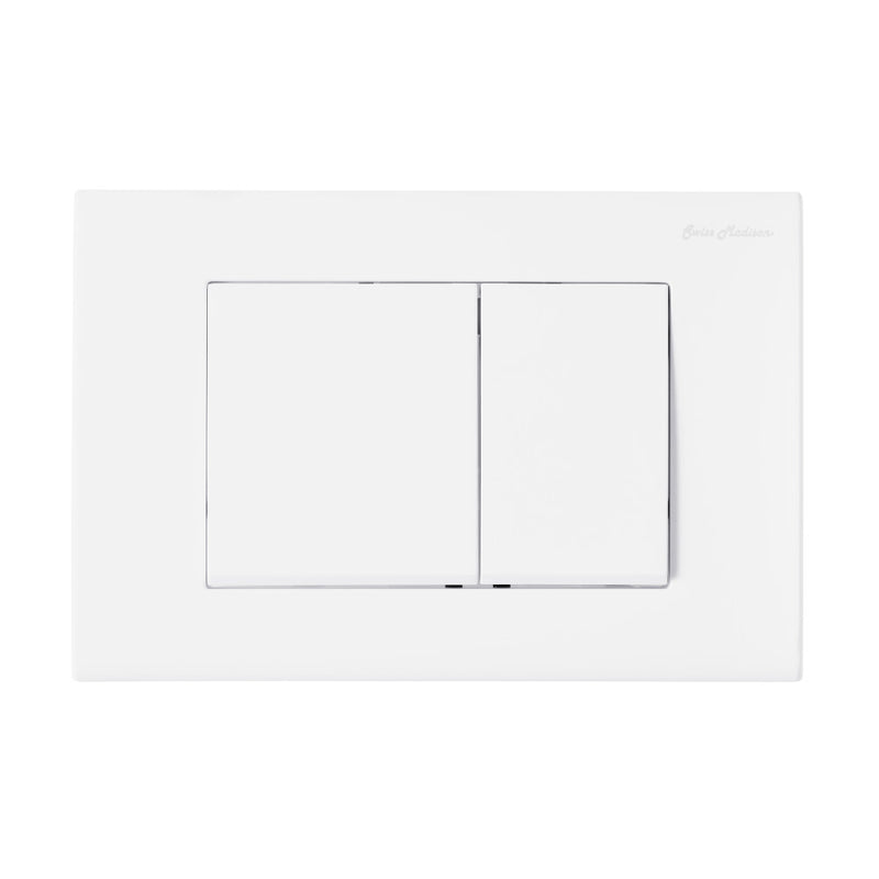 Wall Mount Dual Flush Actuator Plate with Square Push Buttons in Matte White