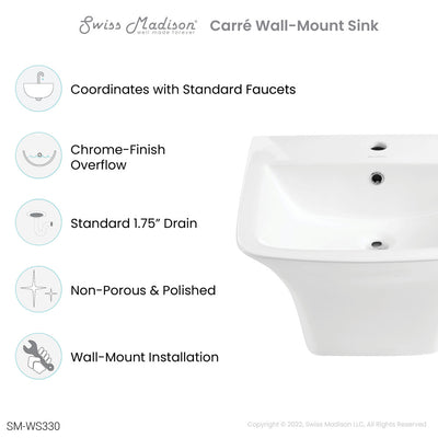 Carre 21" Wall-Mount Bathroom Sink