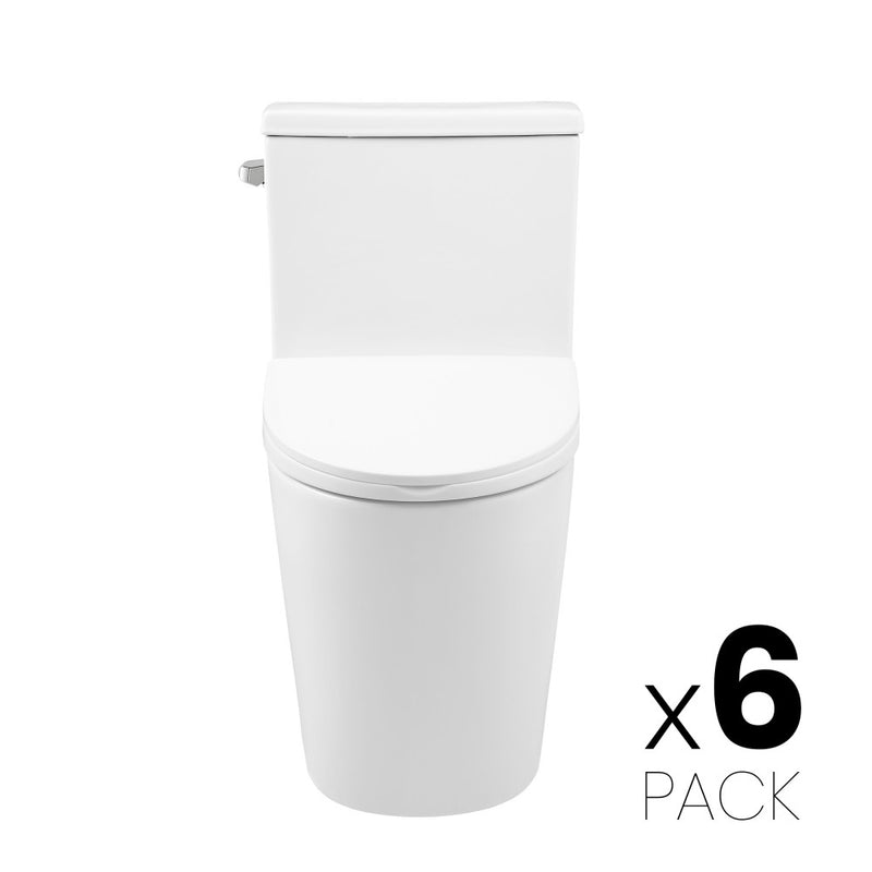Dreux One-Piece 12" Rough-in 1.28 GPF Left Flush Elongated Toilet in Glossy White (6 - Pack)