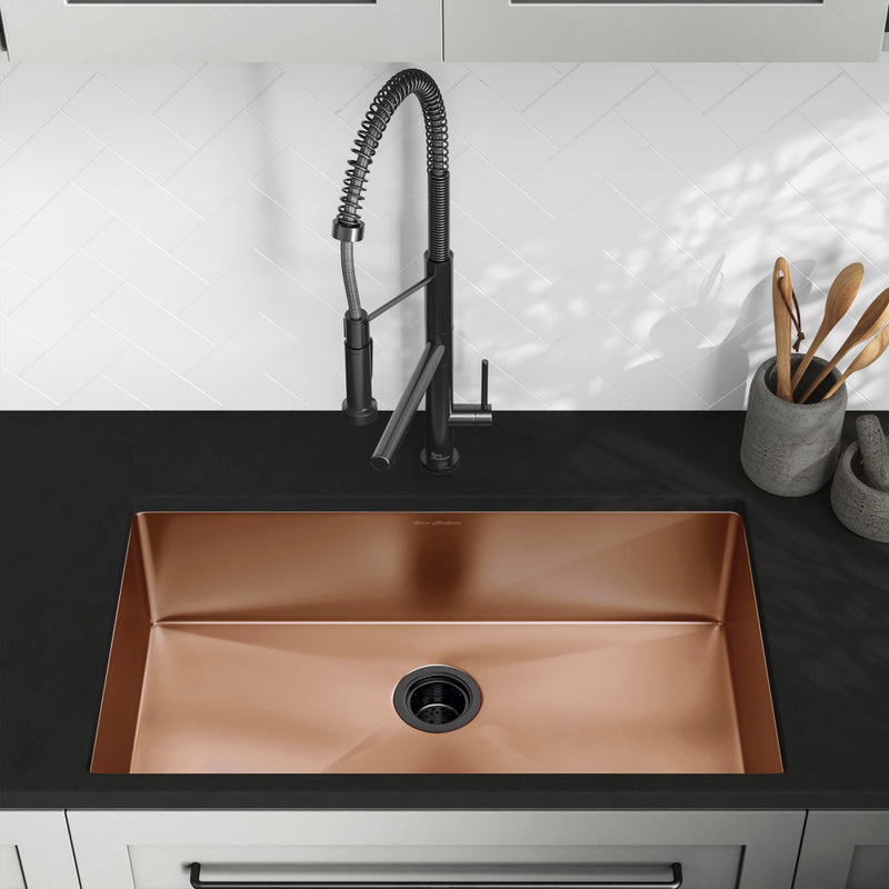 Rivage 32 x 19 Stainless Steel, Single Basin, Undermount Kitchen Sink, Rose Gold