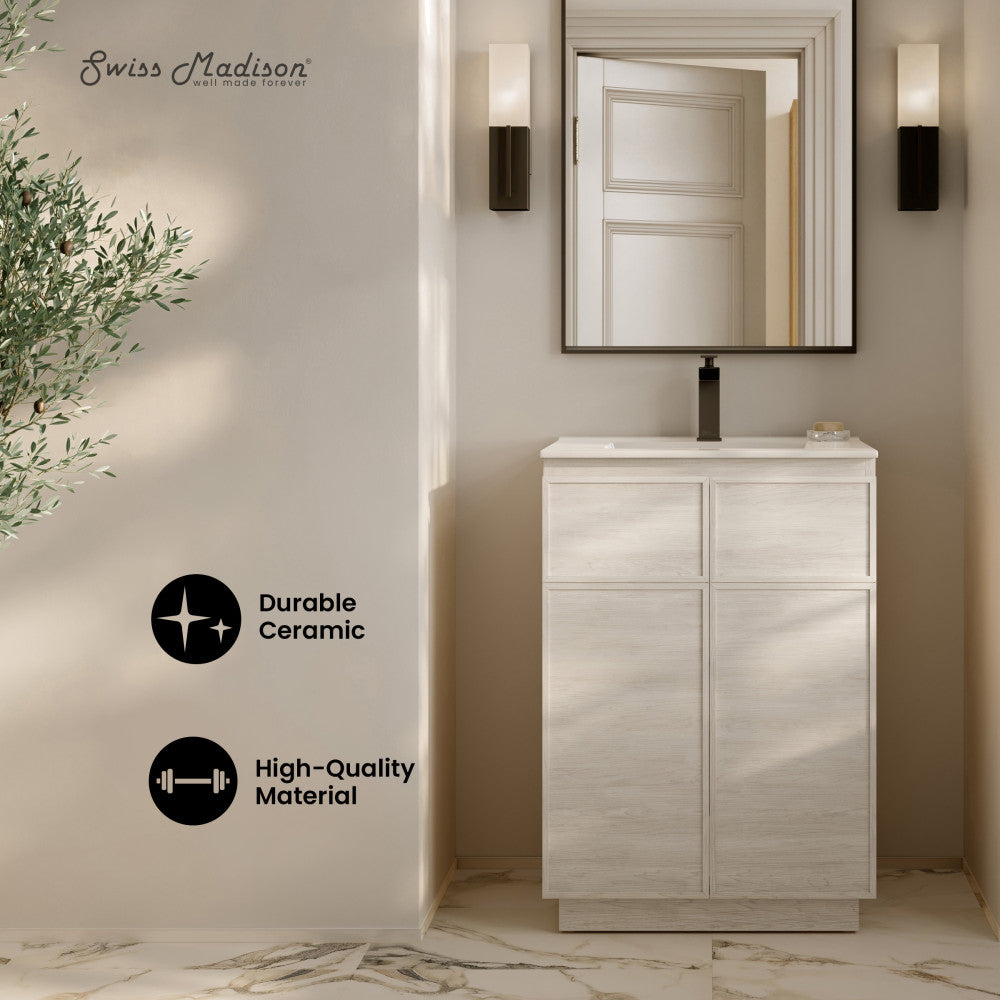 St. Tropez 24" Freestanding Bathroom Vanity in White Oak with Sink Top