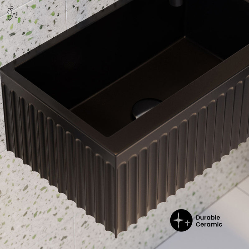 Delice 24" Rectangle Wall-Mount Bathroom Sink in Matte Black