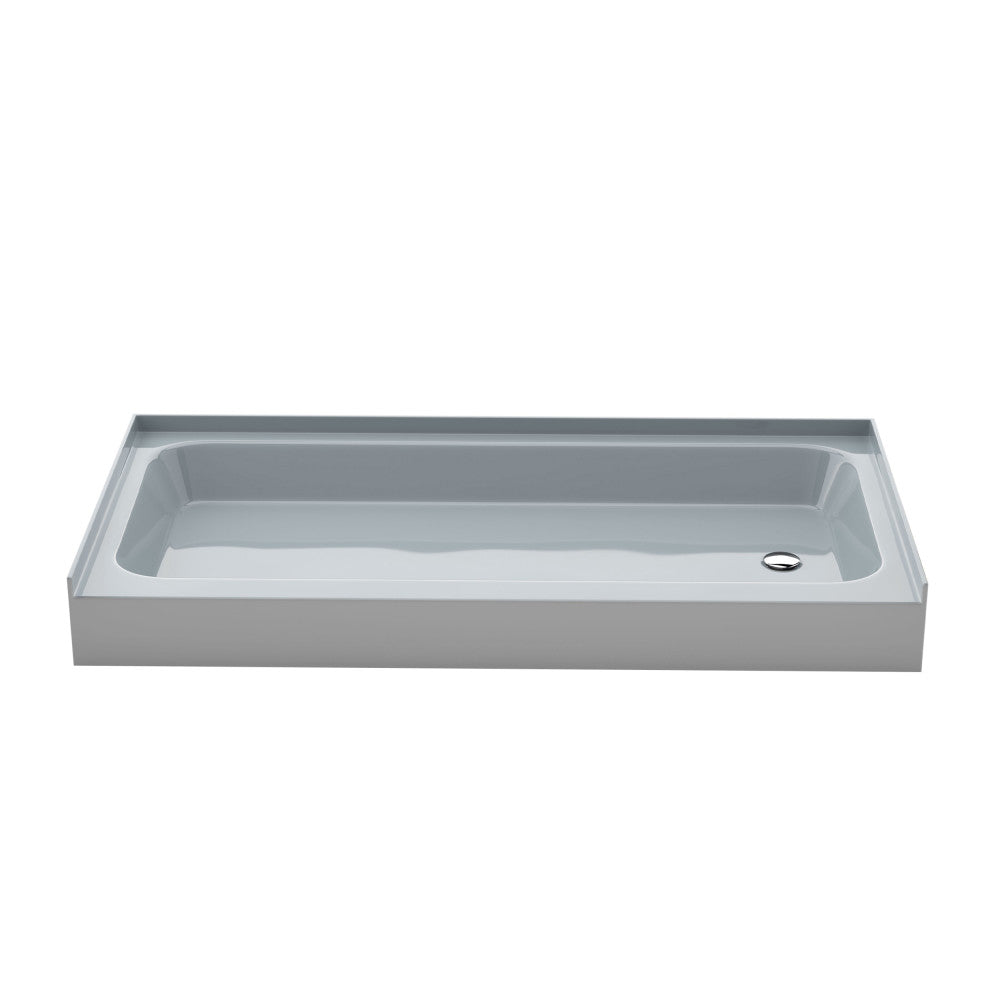 Voltaire 60 x 30 Shower Pan Base with Right Drain in Glossy Gray