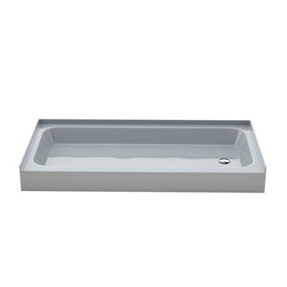 Voltaire 60 x 30 Shower Pan Base with Right Drain in Glossy Gray