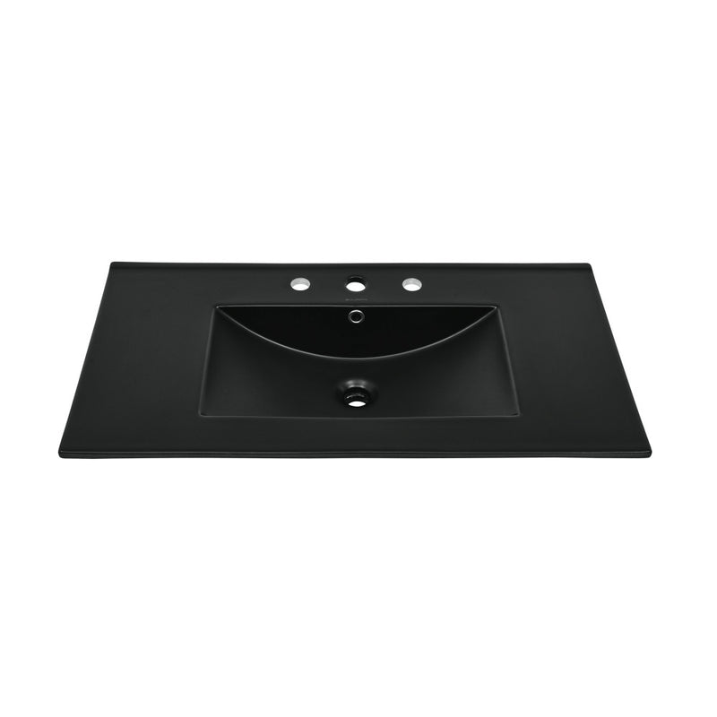 36" 3-Hole Widespread Vanity Sink Top in Glossy Black
