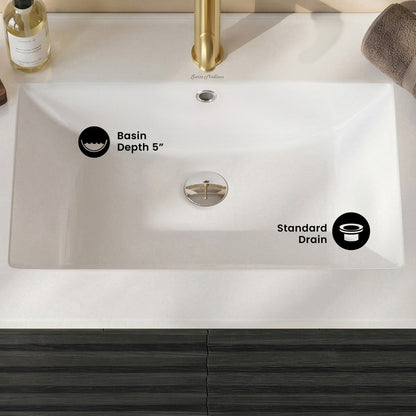 30" Ceramic Vanity Sink Top