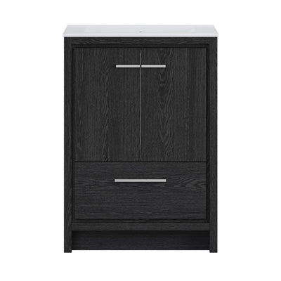 Virage 24" Freestanding Bathroom Vanity in Black Oak with Sink Top