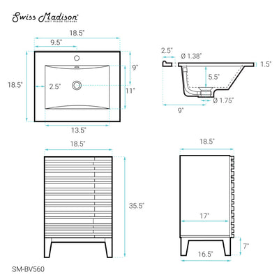 Cascade 18" Bathroom Vanity in Natural Oak