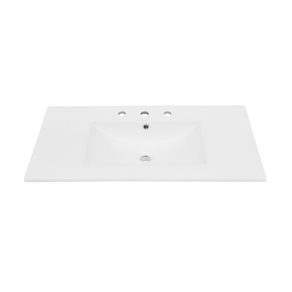 36" Ceramic Vanity Top with Three Faucet Holes