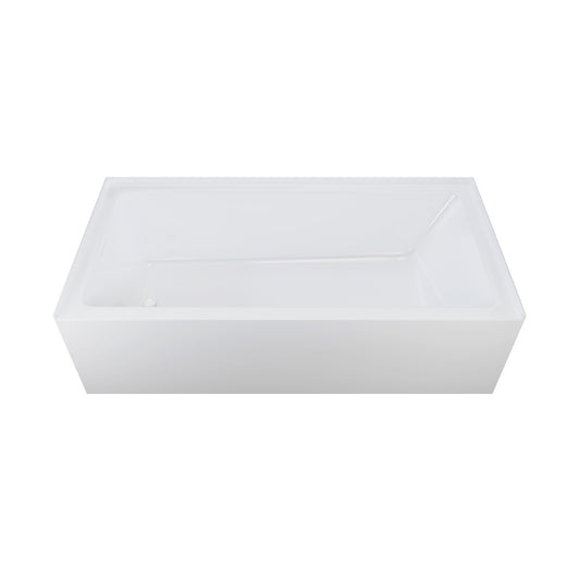 Voltaire 72 x 32 Skirted Left Drain Soaking Alcove Bathtub in Glossy White, Drain Included