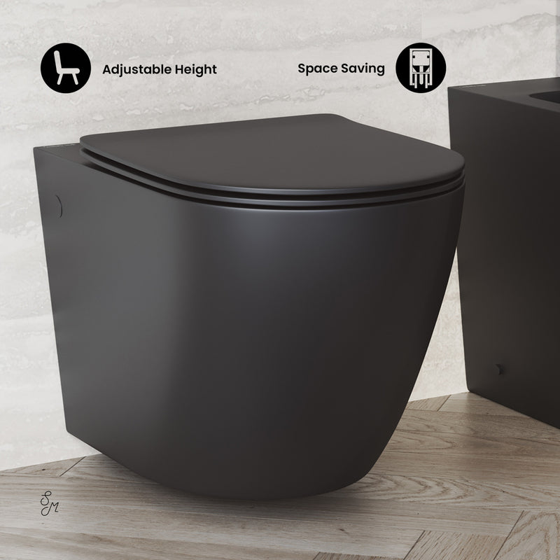 St.Tropez Wall-Hung Elongated Toilet Bowl in Matte Black