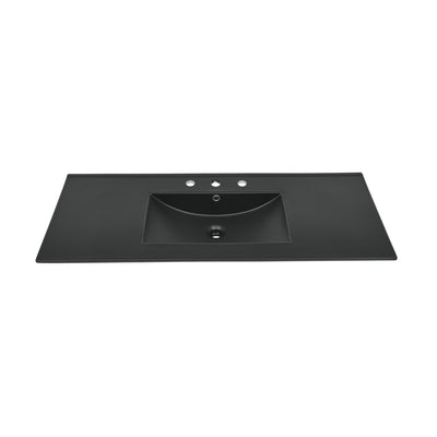 48" 3-Hole Widespread Vanity Sink Top in Matte Black