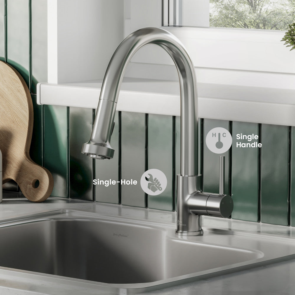 Nouvet Single Handle, Pull-Down Kitchen Faucet in Brushed Nickel