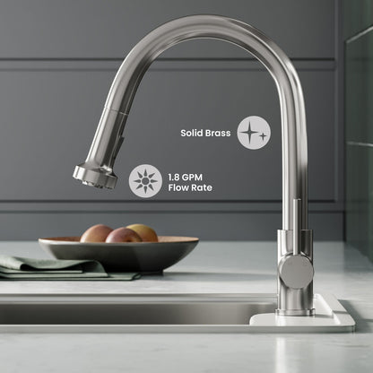 Nouvet Single Handle, Pull-Down Kitchen Faucet in Brushed Nickel