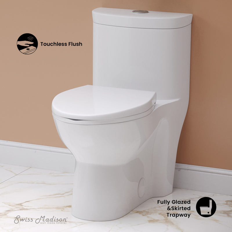 Sublime One Piece Elongated Toilet with Touchless Retrofit Dual Flush 1.1/1.6 gpf