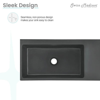 Delice 24" Rectangle Wall-Mount Bathroom Sink in Matte Black