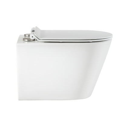 Calice Wall-Hung Toilet Bundle 0.8/1.6 GPF Dual Flush in Glossy White with Flush Plate