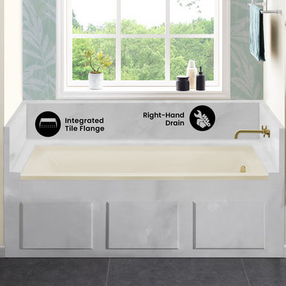 Voltaire 60" x 30" Right-Hand Drain Alcove Bathtub in Bisque