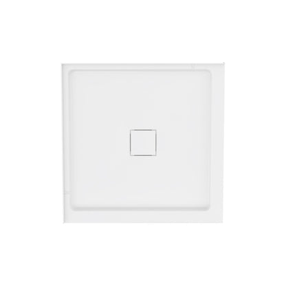 Marquette 36" x 36" Double-Threshold Shower Pan Base with Center Drain in Glossy White