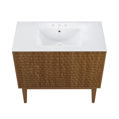 Bosse 36" Freestanding Bathroom Vanity in Brown Oak with 3-Hole Widespread Sink Top