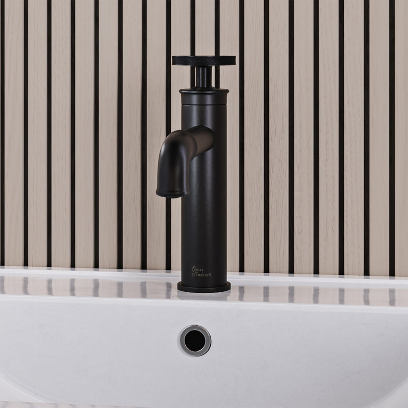 Avallon Single Hole, Single-Handle Wheel, Bathroom Faucet in Matte Black