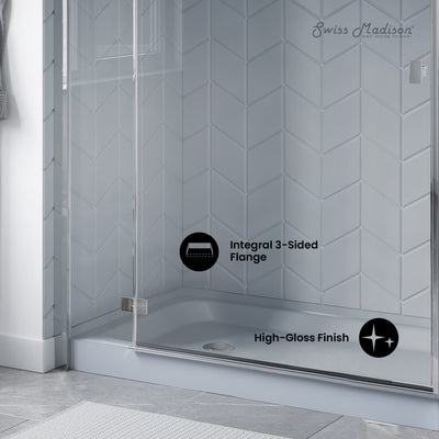 Voltaire 60" x 32" Single-Threshold, Left-Hand Drain, Shower Base in Gray
